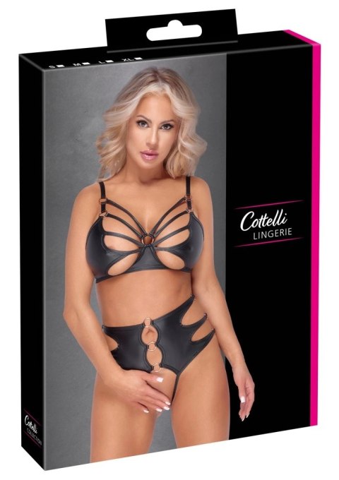 Cottelli Lingerie komplet matowy biustonosz i wysokie majtki M czarny Cottelli Lingerie komplet matowy biustonosz i wysokie majtki M czarny