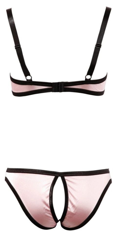 Cottelli Lingerie komplet satynowy rożowy 85B/L bez miseczek i z otwartymi figami Cottelli Lingerie komplet satynowy rożowy 85B/L bez miseczek i z otwartymi figami