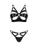 Obsessive Armares Czarny Komplet Wet Look Biustonosz i Stringi M/L