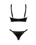 Obsessive Armares Czarny Komplet Wet Look Biustonosz i Stringi M/L