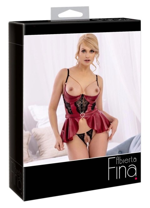 Abierta Fina Longline Biustonosz z Koronką i Stringi 80B/M Rożowe Złoto