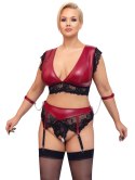 Cottelli Bondage Plus Komplet Koronkowy 2-cz. Czerwono-Czarny 3XL