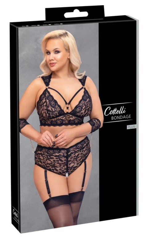 Cottelli Bondage Plus Koronkowy Zestaw Bielizny Czarny 4XL Cottelli Bondage Plus Koronkowy Zestaw Bielizny Czarny 4XL