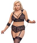 Cottelli Bondage Plus komplet koronkowy czarny 2XL majtki biustonosz