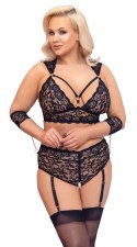 Cottelli Bondage Plus komplet koronkowy czarny 2XL majtki biustonosz