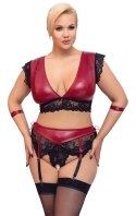 Cottelli Collection Bondage 2-częściowy komplet koronkowy czerwono-czarny 2XL