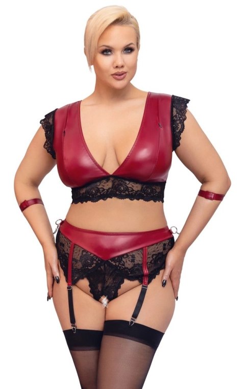 Cottelli Collection Bondage 2-częściowy komplet koronkowy czerwono-czarny 2XL Cottelli Collection Bondage 2-częściowy komplet koronkowy czerwono-czarny 2XL