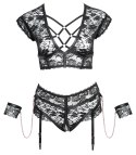 Cottelli Collection Bondage Komplet Koronkowy 4XL z Kajdankami