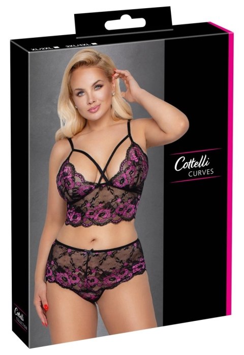 Cottelli Curves Komplet Koronkowy Biustonosz i Majtki XL/2XL Czarny Cottelli Curves Komplet Koronkowy Biustonosz i Majtki XL/2XL Czarny