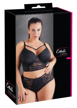 Cottelli Curves Longline biustonosz czarny z koronką i detalami rożowe złoto 95F