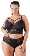 Cottelli Curves Longline biustonosz czarny z koronką i detalami rożowe złoto 95F
