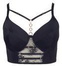Cottelli Curves Longline biustonosz czarny z koronką i detalami rożowe złoto 95F