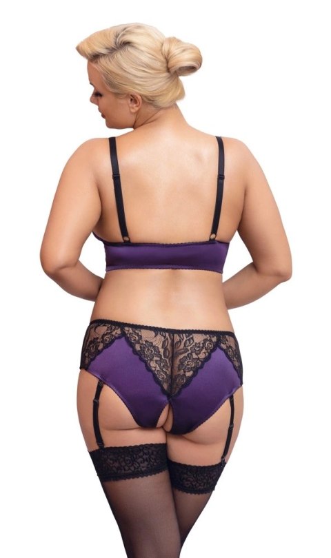 Cottelli Curves Satynowo-Koronkowy Komplet Bralette+Majtki z Podwiązką XL Cottelli Curves Satynowo-Koronkowy Komplet Bralette+Majtki z Podwiązką XL