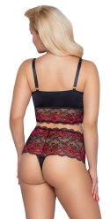 Cottelli Curves komplet koronkowy czarny 2XL z wysokimi stringami