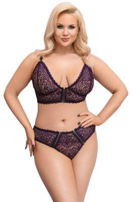 Cottelli Curves komplet koronkowy fioletowy 2-częściowy 4XL