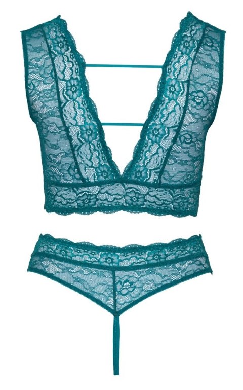 Cottelli Curves komplet koronkowy wycięty bralet i stringi bez krocza 2XL niebieski Cottelli Curves komplet koronkowy wycięty bralet i stringi bez krocza 2XL niebieski
