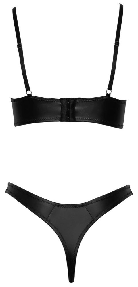 Cottelli LINGERIE Set 2-częściowy czarny matowy ozdobne paski 75B/S Cottelli LINGERIE Set 2-częściowy czarny matowy ozdobne paski 75B/S