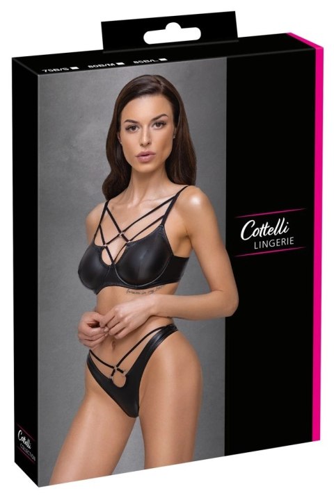 Cottelli LINGERIE komplet 2-częściowy czarny mat elastyczne paski 85B/L Cottelli LINGERIE komplet 2-częściowy czarny mat elastyczne paski 85B/L