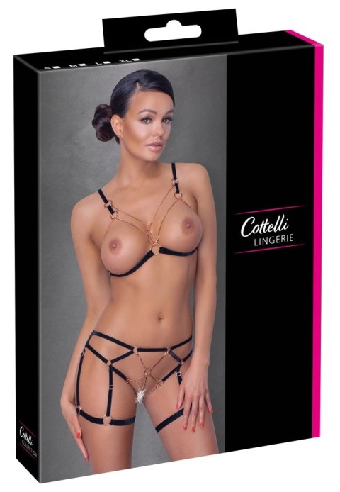 Cottelli Lingerie komplet L - biustonosz z łańcuszkami i koronka, rożowe złoto Cottelli Lingerie komplet L - biustonosz z łańcuszkami i koronka, rożowe złoto