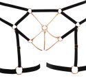Cottelli Lingerie komplet L - biustonosz z łańcuszkami i koronka, rożowe złoto