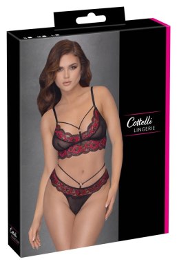 Cottelli Lingerie komplet siateczka i koronka czarno-czerwony L