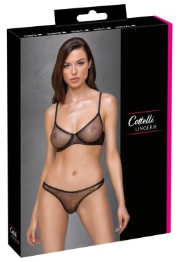 Cottelli Lingerie komplet siateczkowy z brokatem czarny 80B/M