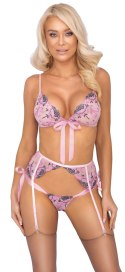 Kissable 3-częściowy komplet bielizny kwiatowy rożowy L/XL