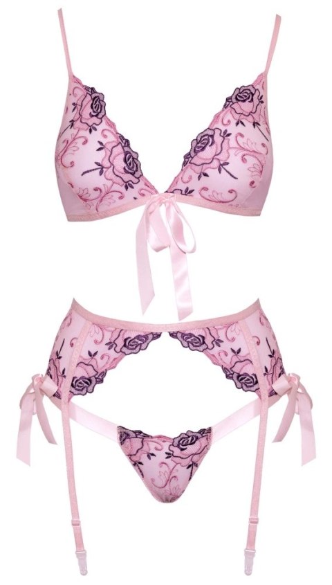 Kissable 3-częściowy komplet bielizny kwiatowy rożowy L/XL Kissable 3-częściowy komplet bielizny kwiatowy rożowy L/XL