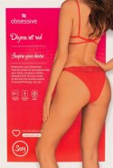 Obsessive Diyosa komplet czerwony M/L z koronką i regulacją