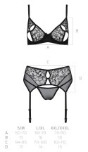 Passion Primula Eco komplet bielizny 3-częściowy czarny S/M