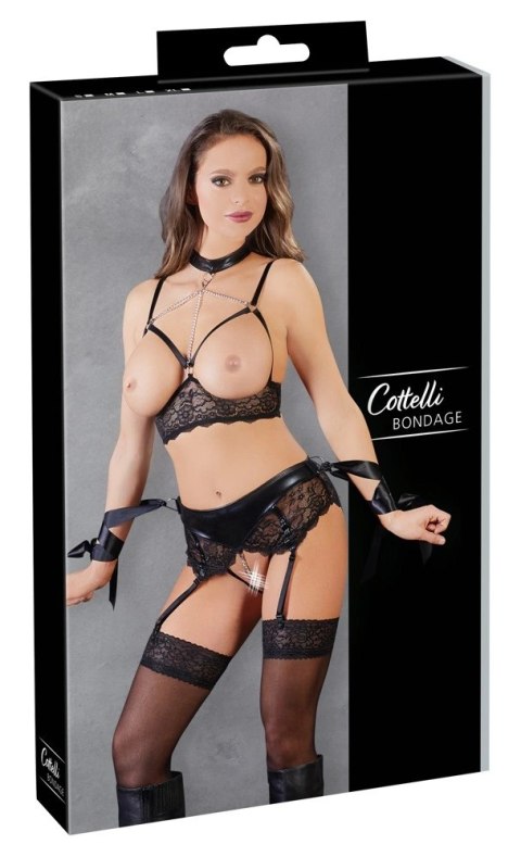 Cottelli Collection Bondage zestaw koronkowy czarny L z łańcuszkami Cottelli Collection Bondage zestaw koronkowy czarny L z łańcuszkami