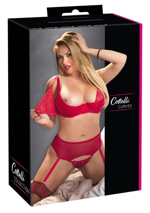 Cottelli Curves Zestaw Koronkowy Czerwony 90D/XL z Odpinanymi Elementami Cottelli Curves Zestaw Koronkowy Czerwony 90D/XL z Odpinanymi Elementami