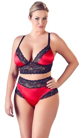 Cottelli Curves komplet bielizny 3XL czarno-czerwony koronka longline