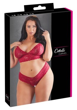 Cottelli Curves komplet bielizny koronka czerwona 4XL bez zapięcia