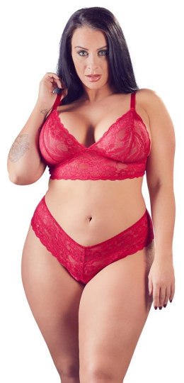 Cottelli Curves komplet bielizny koronka czerwona 4XL bez zapięcia