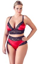 Cottelli Curves komplet bielizny longline czarno-czerwony 4XL koronka
