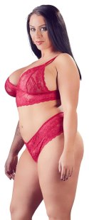 Cottelli Curves komplet koronkowy czerwony 3XL biustonosz + stringi open