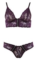 Cottelli Lingerie komplet koronkowy biustonosz i figi L czarny haftki