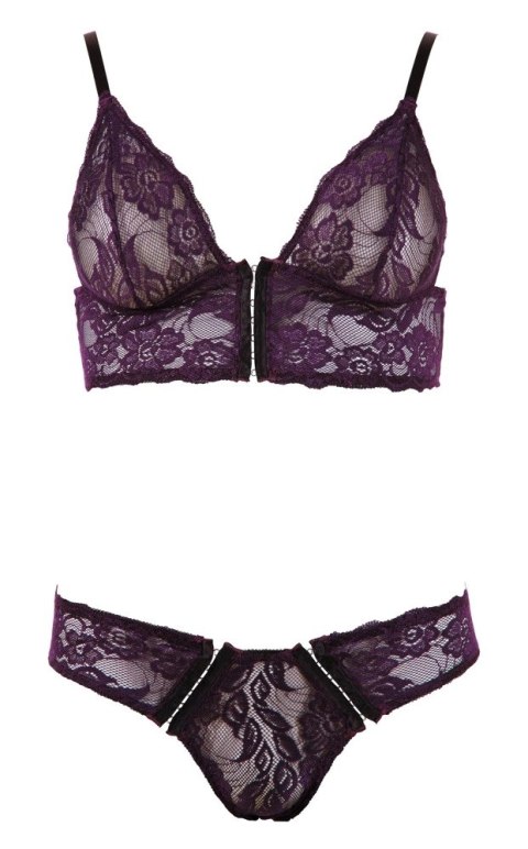 Cottelli Lingerie komplet koronkowy biustonosz i figi S czarny haftki Cottelli Lingerie komplet koronkowy biustonosz i figi S czarny haftki