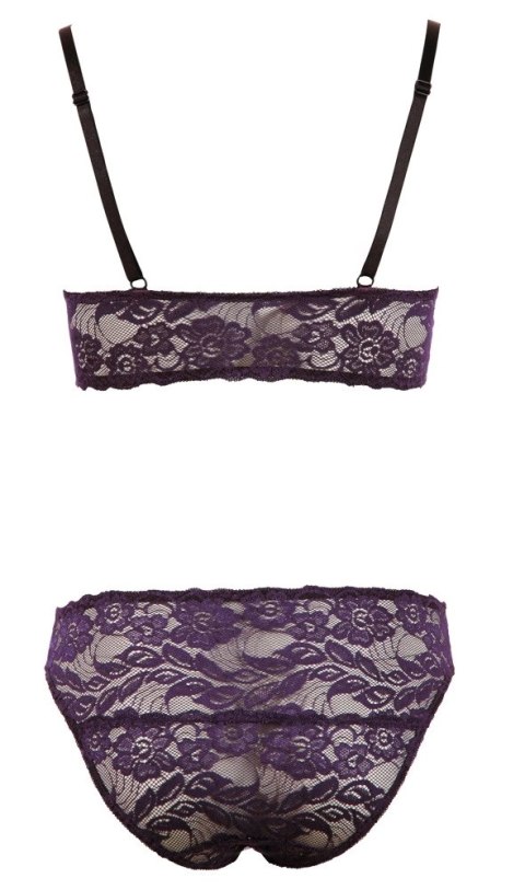 Cottelli Lingerie komplet koronkowy biustonosz i figi S czarny haftki Cottelli Lingerie komplet koronkowy biustonosz i figi S czarny haftki
