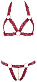 Cottelli Lingerie komplet koronkowy czerwony z elementami metalowymi S/M