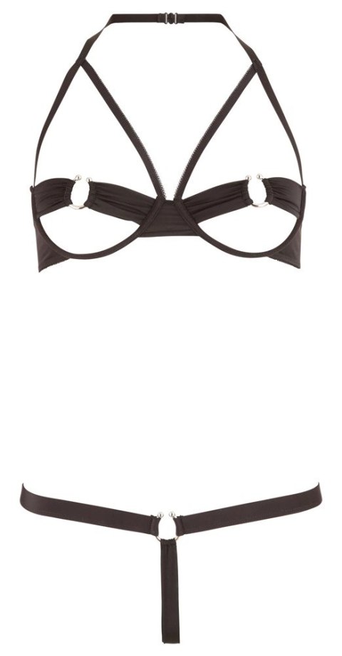 Cottelli Lingerie komplet otwarte miseczki i stringi czarne 75B/S Cottelli Lingerie komplet otwarte miseczki i stringi czarne 75B/S