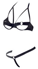 Cottelli Lingerie komplet otwarte miseczki i stringi czarne 75B/S