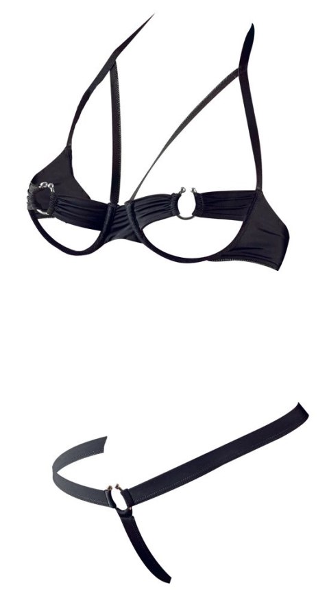 Cottelli Lingerie komplet otwarte miseczki i stringi czarne 75B/S Cottelli Lingerie komplet otwarte miseczki i stringi czarne 75B/S