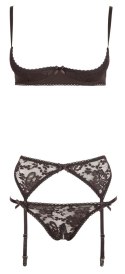 Cottelli Lingerie zestaw koronkowy 3-częściowy czarny 75B/S