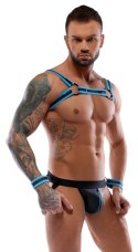 Svenjoyment Bondage Uprząż Męska + Slipy XL Czarny/Błękitny Zestaw
