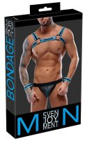 Svenjoyment Bondage uprząż męska z jockiem i mankietami 2XL czarna
