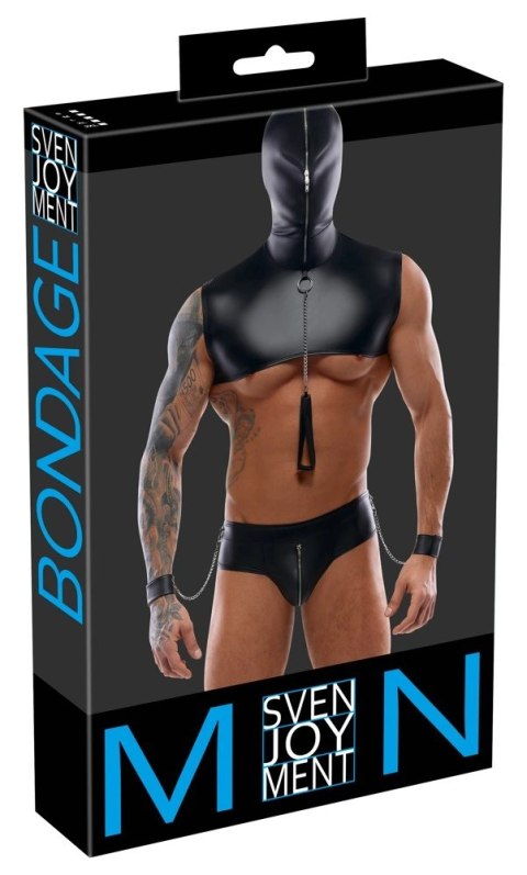 Svenjoyment Bondage zestaw męski matowy czarny XL z kapturem i akcesoriami Svenjoyment Bondage zestaw męski matowy czarny XL z kapturem i akcesoriami