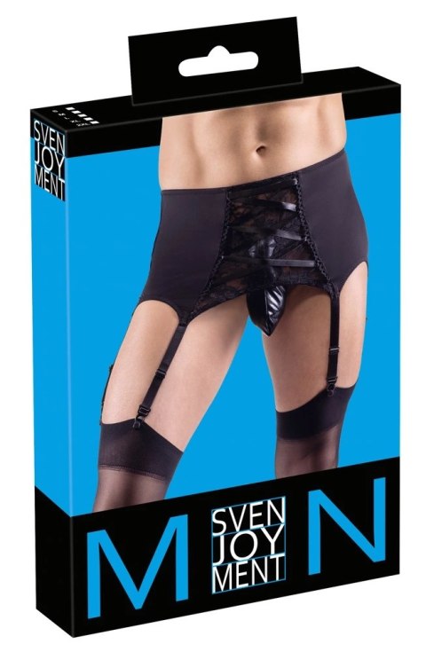 Svenjoyment Pas do Pończoch Męski Czarny Koronkowy 2XL Komfortowy Svenjoyment Pas do Pończoch Męski Czarny Koronkowy 2XL Komfortowy