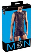 Svenjoyment Body Męskie XL Kwiecista Koronka Czarny Wetlook Zamek